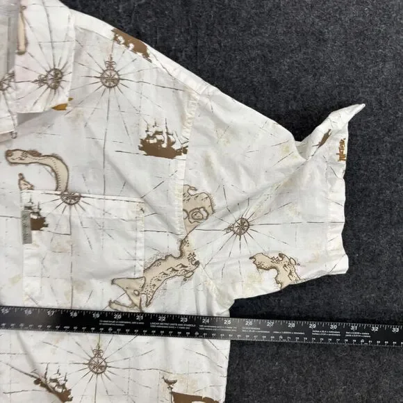 Columbia River Lodge Shirt Men's XL White Pirate Treasure Map Nautical Print - Picture 5 of 7